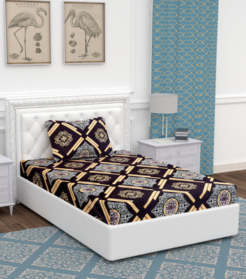 BEVI 280 TC Microfiber Single 3D Printed Flat Bedsheet(Pack of 1, Brown)