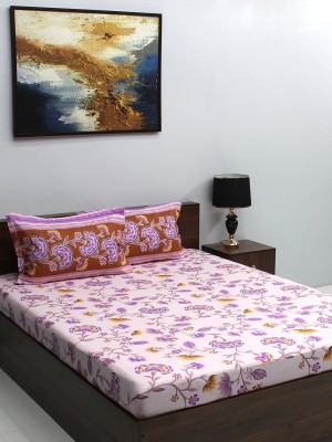 Bombay Dyeing 110 TC Cotton Queen Floral Flat Bedsheet(Pack of 1, Pink)