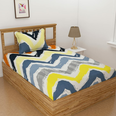 HIDECOR 210 TC Microfiber Single 3D Printed Flat Bedsheet(Pack of 1, Multicolor)