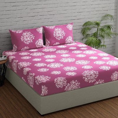 Shivi Creation 170 TC Cotton King Printed Fitted (Elastic) Bedsheet(Pack of 1, Multicolor)