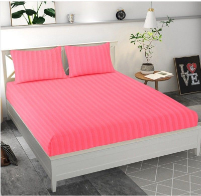 rivek Cotton Blend Double Flat 240 TC Striped Bedsheet(Pack of 1, Multicolor)
