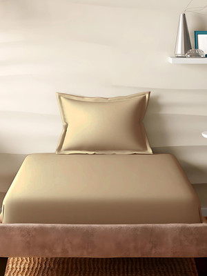 SLEEPING OWLS 210 TC Cotton Single Solid Flat Bedsheet(Pack of 1, Taupe)