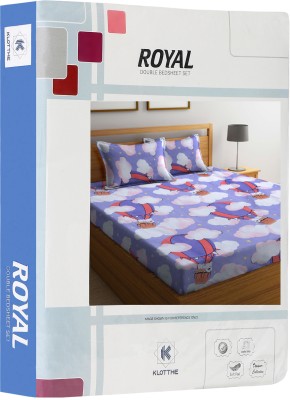 Klotthe 300 TC Polycotton Double Printed Flat Bedsheet(Pack of 1, Purple)