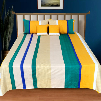 Decorum Cotton Double, King Flat 204 TC Printed Bedsheet(Pack of 1, White, SET OF 5 Pcs. (1 Double bedsheet+2 Pillow Covers+2 Filled Cushion Covers)) Decorum Cotton Double, King Flat 204 TC Printed Bedsheet(Pack of 1, White, SET OF 5 Pcs. (1 Double bedsheet+2 Pillow Covers+2 Filled Cushion Covers))