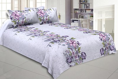 JAIPUR FABRIC 180 TC Cotton Double Abstract Flat Bedsheet(Pack of 1, Purple)