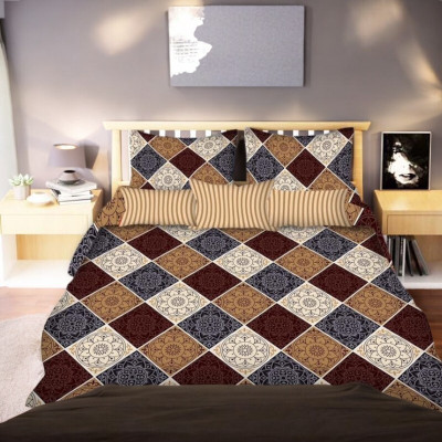 HOMYBEES 104 TC Polyester Double Abstract Flat Bedsheet(Pack of 1, Multicolor)