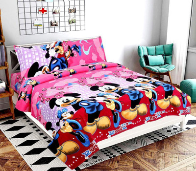 VA Creations 260 TC Cotton Double Printed Flat Bedsheet(Pack of 1, Multicolor)