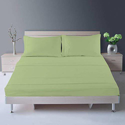 Bhumi Impex Cotton Single Flat 400 TC Solid Bedsheet(Pack of 1, Green)