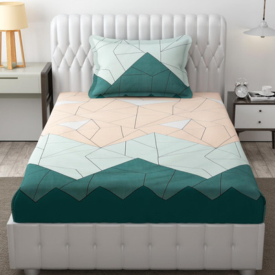 Freshfromloom 144 TC Microfiber Single Solid Flat Bedsheet(Pack of 1, Beige Green)