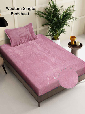 Fabinaliv 300 TC Woolen Single Solid Flat Bedsheet(Pack of 1, Onion)