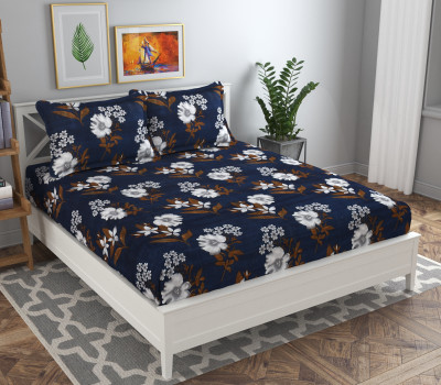 Flipkart SmartBuy 144 TC Microfiber Double Floral Flat Bedsheet(Pack of 1, Multicolor)