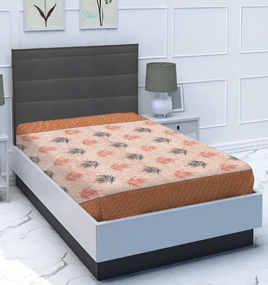 Flipkart SmartBuy 144 TC Polycotton Single Printed Flat Bedsheet(Pack of 1, Peach, Brown)