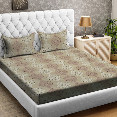 RRC 144 TC Microfiber Double Printed Flat Bedsheet(Pack of 1, Brown)