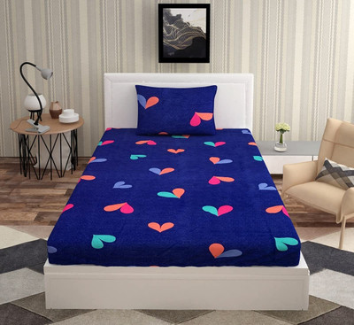 d delazio 210 TC Cotton Single Printed Fitted (Elastic) Bedsheet(Pack of 1, Multicolor)