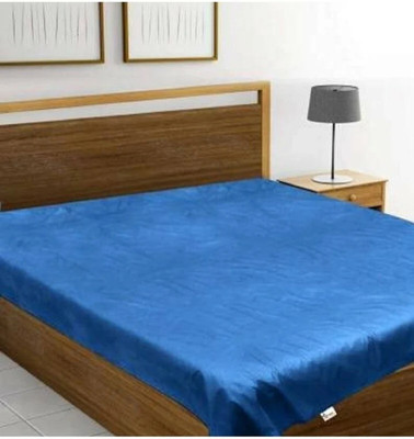FashionPalace 100 TC Polyester Double Solid Fitted (Elastic) Bedsheet(Pack of 1, Dark Blue)