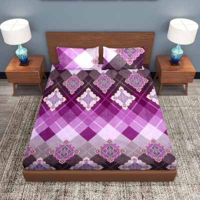 ROMEE 186 TC Cotton Queen Motifs Flat Bedsheet(Pack of 1, Violet)