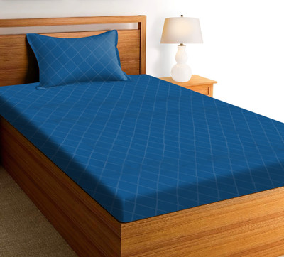 Flipkart SmartBuy 144 TC Microfiber Single Printed Flat Bedsheet(Pack of 1, Blue, Silver)
