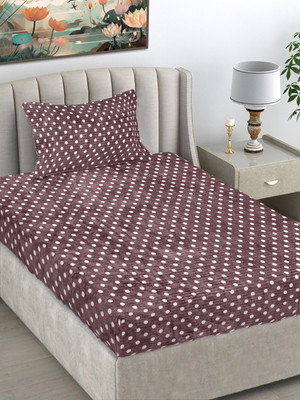 Fabinaliv Woolen Single Flat 300 TC Polka Bedsheet(Pack of 1, Brown)