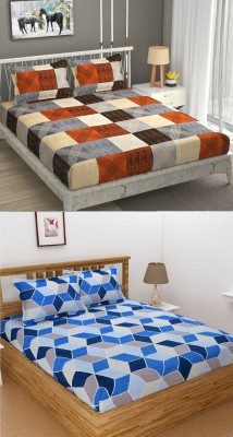 Homefab India 140 TC Microfiber Double Printed Flat Bedsheet(Pack of 2, Multicolor)