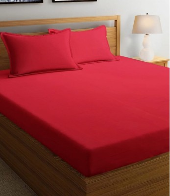 BELVOSTUM 180 TC Microfiber Double Solid Flat Bedsheet(Pack of 1, Red)