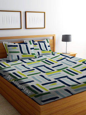 Flipkart SmartBuy 240 TC Microfiber Double 3D Printed Flat Bedsheet(Pack of 1, White)