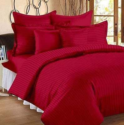 rivek 240 TC Cotton Blend Double Self Design Flat Bedsheet(Pack of 1, Red)