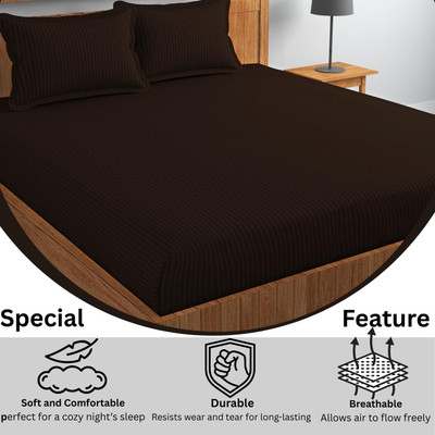 Siroki 250 TC Cotton Blend Single Solid Flat Bedsheet(Pack of 1, Brown)