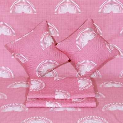 Moonroof Cotton Queen Flat 300 TC Printed Bedsheet(Pack of 1, Red Jhadu (1 Flat Bedsheet + 2 Pillow Cover + 2 Cushion Covers with Filler))