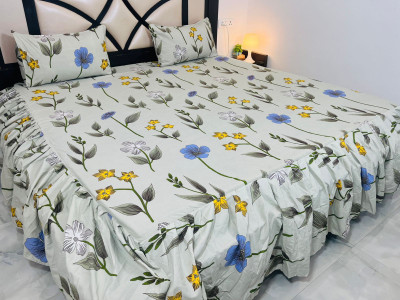 Balaji Boutique Cotton King Fitted (Elastic) 350 TC Printed Bedsheet(Pack of 1, Red- Green)