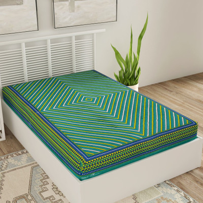 UNIQCHOICE 220 TC Cotton Single Self Design Flat Bedsheet(Pack of 1, C-Green)