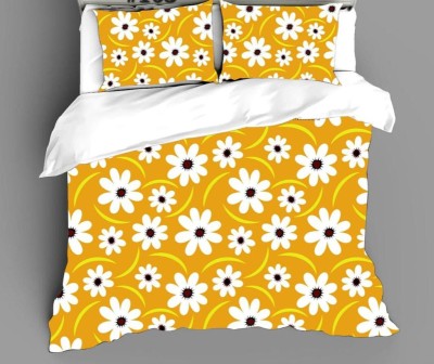 Best&Well 130 TC Cotton Queen Floral Flat Bedsheet(Pack of 1, Yellow)