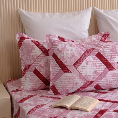 HOMEMONDE Geometric Pillows Cover(Pack of 2, 66 cm*50 cm, Pink)