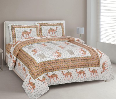 UNIQCHOICE 180 TC Cotton King Animal Flat Bedsheet(Pack of 1, Brown)