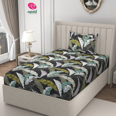 Apala 280 TC Microfiber Single Printed Flat Bedsheet(Pack of 1, Grey)