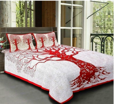 Aroma Comfort 120 TC Cotton Double Printed Flat Bedsheet(Pack of 1, Red)