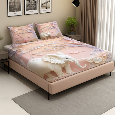 shyamson Cotton King Flat 230 TC Animal Bedsheet(Pack of 1, Multicolor)