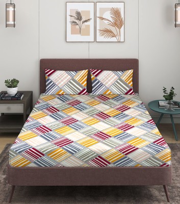 ROMEE 144 TC Polycotton Queen Geometric Flat Bedsheet(Pack of 1, Multicolor)