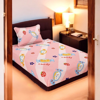 HOMYBEES 110 TC Polyester Single Abstract Flat Bedsheet(Pack of 1, Maroon)