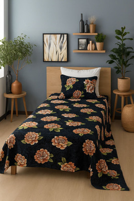SCHp Woolen, Velvet Single Flat 240 TC Printed Bedsheet(Pack of 1, B_49)