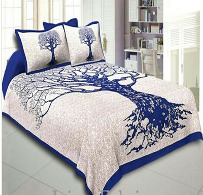 PALANG SHOBHA Cotton Double Flat 120 TC Jaipuri Prints Bedsheet(Pack of 1, MULTI COLORS)