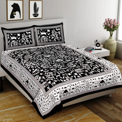 KANDY SHOP Cotton Double, King Flat 380 TC Jaipuri Prints Bedsheet(Pack of 1, BDK-0008)