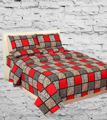Deeksha Textiles 141 TC Cotton Double Geometric Flat Bedsheet(Pack of 1, Grey)