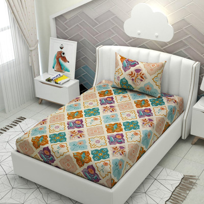 Flipkart SmartBuy 240 TC Microfiber Single Abstract Flat Bedsheet(Pack of 1, Multicolor)