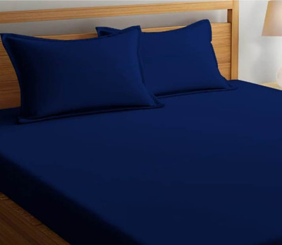 FINBIN 180 TC Microfiber Double Solid Flat Bedsheet(Pack of 1, Navy Blue)