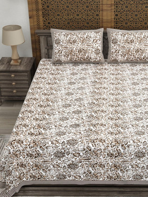 Ganpati Cotton Double Flat 280 TC Jaipuri Prints Bedsheet(Pack of 1, Multicolor)