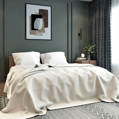 BELVOSTUM 280 TC Microfiber Double Solid Flat Bedsheet(Pack of 1, Beige)