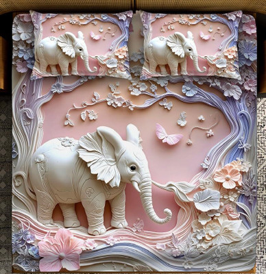 Chhogli Microfiber Double Flat 400 TC Cartoon Bedsheet(Pack of 1, 7D ELEPHANT PRINTED (90X100))