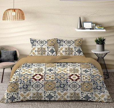 subhani Polycotton Double Flat 240 TC Motifs Bedsheet(Pack of 1, Multicolor)