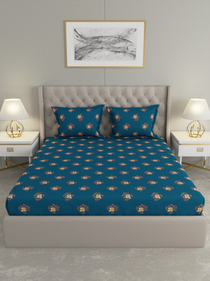 Raymond Home Microfiber Double Fitted (Elastic) 110 TC Floral Bedsheet(Pack of 1, Flat)