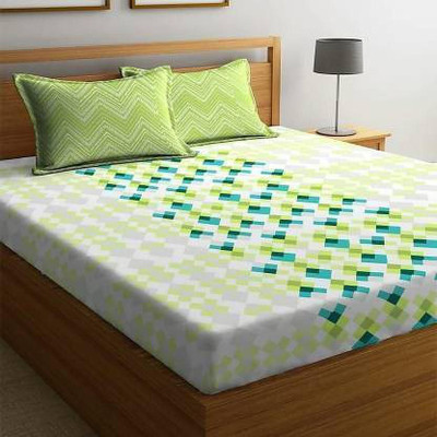 DURABLE TEXTILE Cotton King Flat 210 TC Printed Bedsheet(Pack of 1, Turquiose)